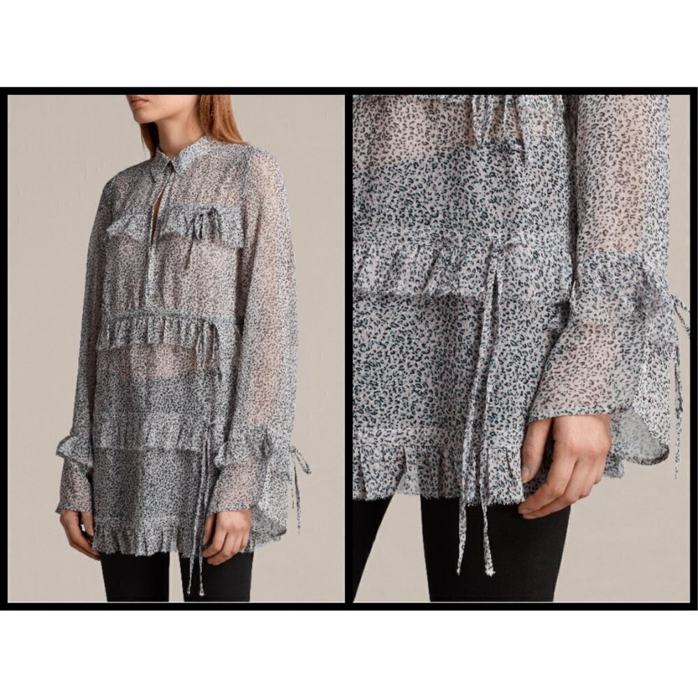 💕ALLSAINTS💕 Deirdre LeoDot Shirt ~ Pale Pink Large NWT - Picture 2 of 15